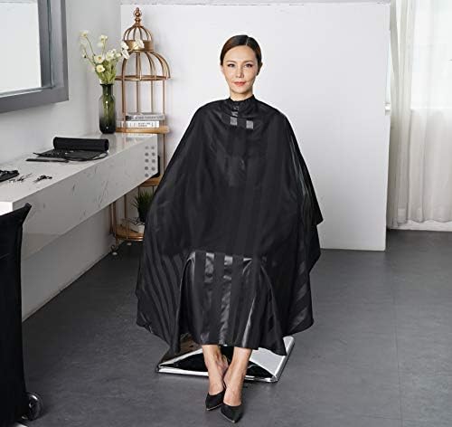 Professional Salon Cape, Polyester, Black, 54'x62', Barber Hair Cut Cape - Image 3