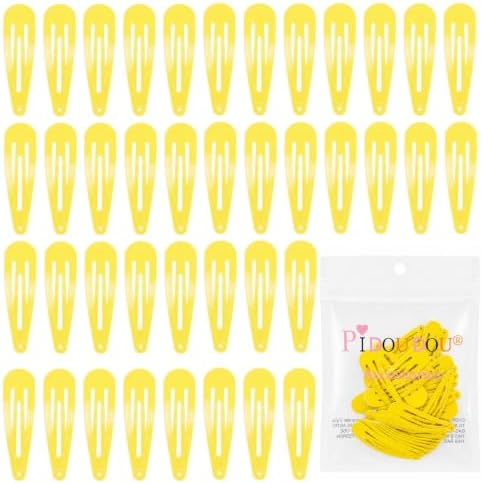 Yellow Hair Clips for Women, 2 Inch Metal Snap Clips 40 Pack by PIDOUDOU