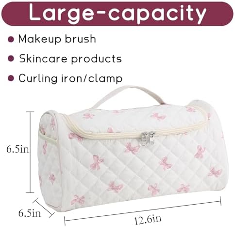 GISMTR Quilted Hair Tools Travel Case, Cotton Portable Storage Bag with Hanging Hook for Hair Curler Accessories, Cute Dustproof Travel Organizer - Image 2