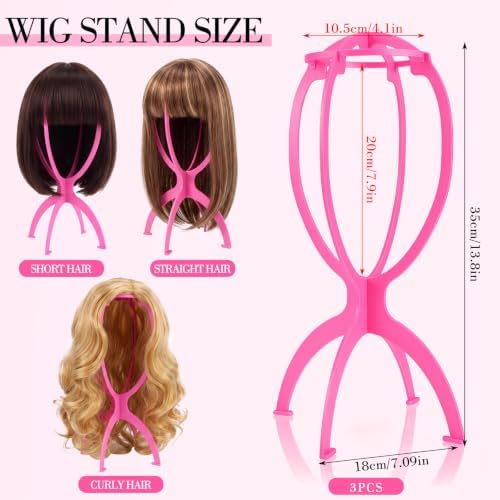 obeoby 3 Pack Updated Wig Stand, Portable Foldable Holder for Short Wigs - Image 2