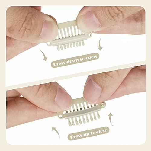 Dreamlover Beige Hair Extension Clips, 9 Teeth, 30 Pieces - Image 4