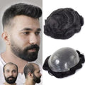 blazingfire 0.06mm V-Loop Thin Skin Toupee for Men Human Hair System #1B by ENTRANCEDSTYLES