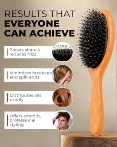 Bossman Oval Boar & Nylon Bristle Hair & Beard Brush - For Taming - Image 3