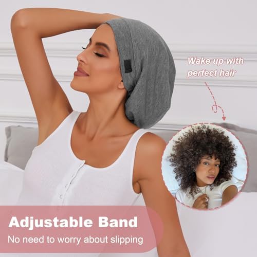 ZHENSILK Silk Bonnet for Sleeping Women, Adjustable Silky Satin Lined Sleep Cap, Silk Hair Wrap Slouch Beanie Hat - Image 2