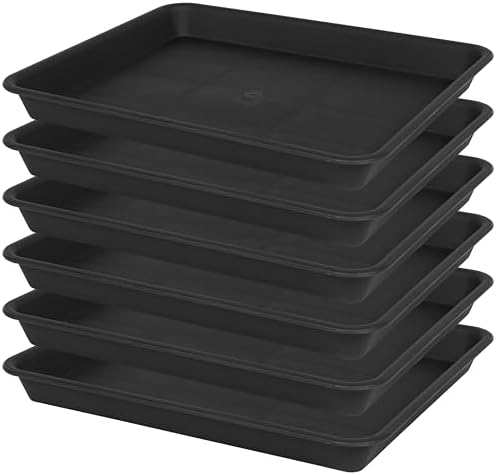 VUWEZ Plant Saucer Growing Tray, Seed Starter Tray Rectangular, Heavy Sturdy Plastic Plant Drainage Saucers, Plant Drip Trays for Pots, Seed Starter Growing Trays (11 x 9 inch, 6 Pack) by VUWEZ