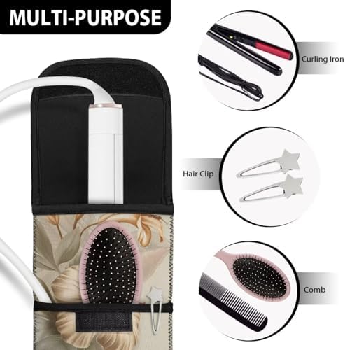 Generic Ohuysud Hummingbird Print Curling Iron Organizer Bag Neoprene Curling Iron Straightener Holder Bag for Hair Tools Travel Storage Cover Case Pouch for Home Travel - Image 7