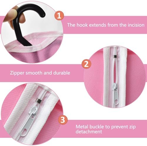 5Pcs 31.5in Hair Extension Holder Wig Storage Bag with Hanger, Pink - Image 4