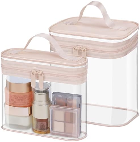 PACKISM Clear Makeup Bag for Travel - TSA Approved Toiletry Bag, 2 Pink by Packism