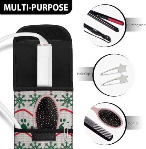 Flashideas Christmas Tree Curling Iron Holder Heat Resistant Neoprene Curling Iron Cover Bag with Pocket Curling Iron Organizers and Storage for Hair Straightener, Curling Iron, Flat Iron - Image 7