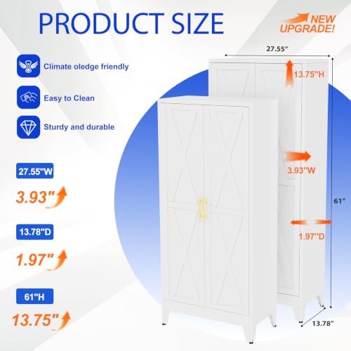 GAIOUS 61" Tall Kitchen Pantry Cabinet,Metal Storage Cabinet White Cupboard - Image 2