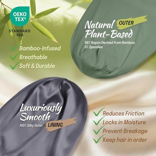 Large Satin Bonnet for Men Sleeping, Dreadlocks Loc Cap for Curly Wave Long - Image 2