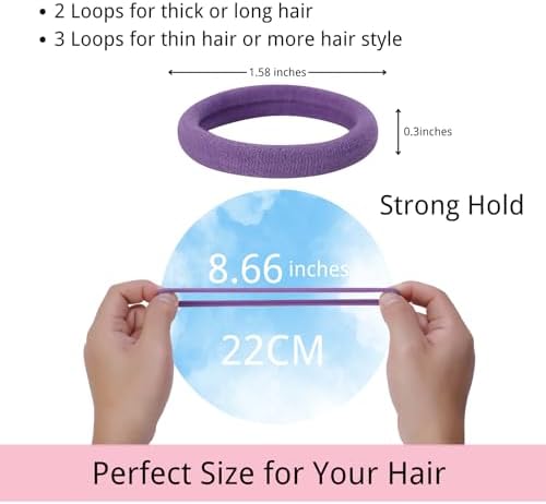 LuSeren 120 Pcs Purple Hair Ties for Women, No Damage Soft Seamless Nylon Hair Elastics for Thick Hair, Ponytail Holders, 3 Gradient Purple Hair Accessories - Image 2