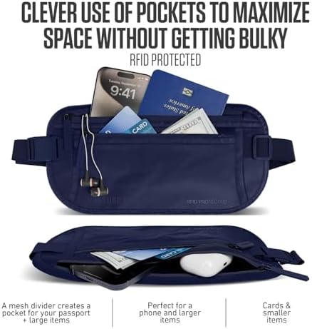VENTURE 4TH Travel Money Belt, RFID Blocking Passport Holder - Sleek Navy - Image 2