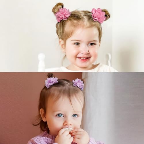 DED 40PCS 2" Chiffon Flower Hair Bows Clips for Girls Infants Toddlers - Image 4