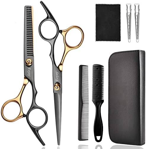 Hair Cutting Scissors Kit, Fcysy Professional Barber Shears Set with Hair Scissors Thinning Shears, Tijeras para Cortar Cabello Haircutting Sheers Hair Cut Blending Salon Scissor for Men Women Pet by Fcysy