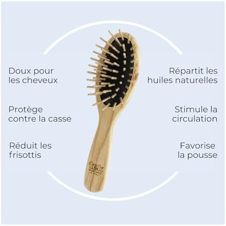 TEK | Oval Wooden Hair Brush with Short Pins in Natural Ash Wood, Ideal for Detangling, Styling and Daily Care of all Type of Hair | 17.5x4.7cm | Handmmade in Italy - Image 2