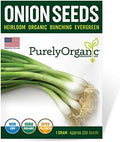 Organic Onion Seeds (Bunching Evergreen) - Approx 200 Seeds - USDA Organic, Non-GMO, Open Pollinated, Heirloom, USA Origin by Purely+Organic+Products+LLC