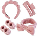 7 Pcs Spa Set, Facial Headband and Wristband Set, Skincare Accessories, College Style Girl Idea Gifts, Hair Accessories for Women and Girls（ Coral Pink） by Unknown