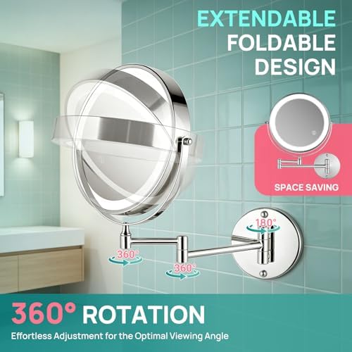 Wall Mounted Lighted Makeup Mirror: Double Sided 1X/30X Magnifying Mirror - Image 6