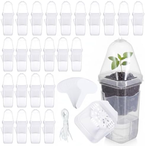 24 Pack 2.5" Small Self Watering Pots with Humidity Dome, Plastic by RimCereal