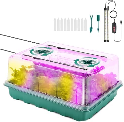 48 Cell Seed Starter Tray with Grow Light, Seed Starter Kit with Adjustable Humidity Dome, Seed Starting Trays Plant Starter Kit for Seeds Growing Starting, Indoor Gardening, Greenhouse by Unknown