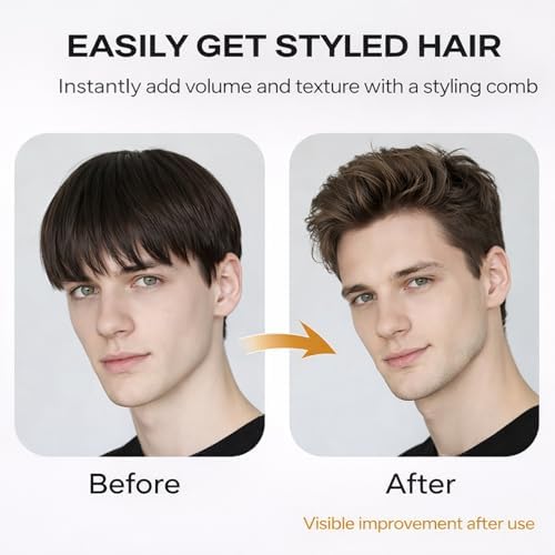2-in-1 Volumizing Texture Comb for Men, Wide & Fine Tooth Hair Comb for Root Lift & Anti-Frizz Styling, Lightweight Portable Grooming Tool with Non-Slip Grip, All Hair Types (Premium Gray) - Image 3