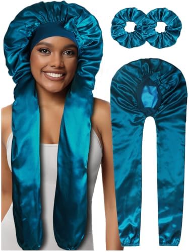 1+2 Satin Pantyhose Bonnet for Braids, Long Hair Bonnet for Women Sleeping by Heniho