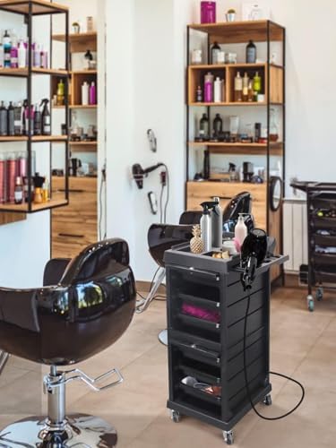 EBANKU Salon Beauty Rolling Trolley Cart Black Hair Salon Storage - Image 6