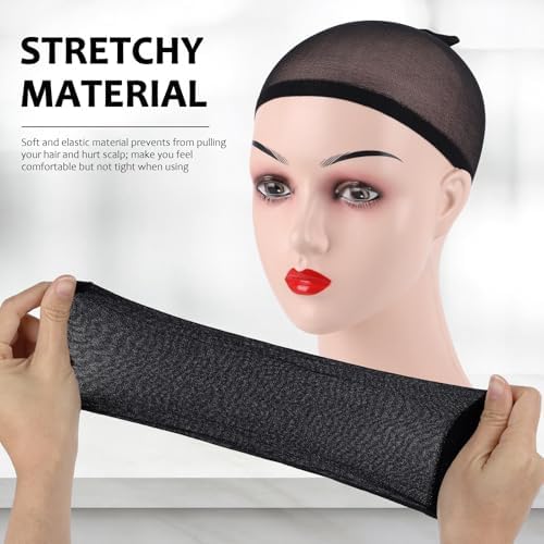 36Pcs Wig Caps, Nylon Wig Cap, Stretchy Stocking Wig Caps for Women (Black） - Image 3