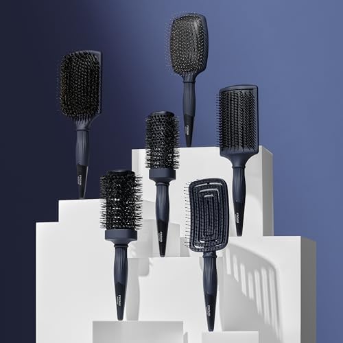Fromm Intuition Invigorating Detangler Brush, Wet & Dry Detangling Hair Brush with Metal Scalp Massaging Pins, Blue Anti-Static Brush All Hair Types, Flexible Cushion Base for Easy Detangling - Image 6