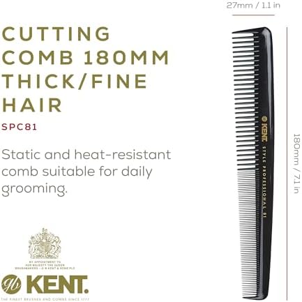 Kent SPC81 Salon-Style Dressing Cutting Comb with Wide and Fine Teeth - Professional Barber Haircut Comb for Styling and Teasing for All Hair Types - Kent Quality Barber Supplies - Image 2
