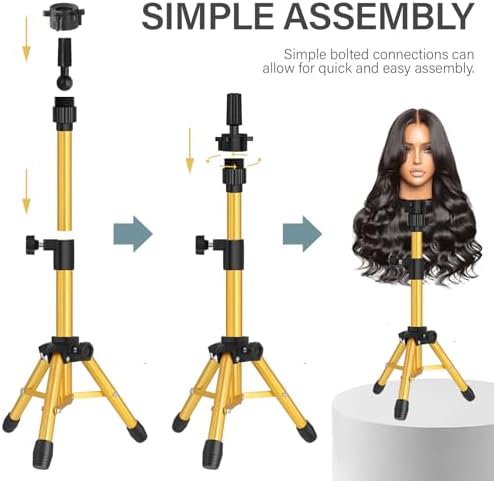 AliLeader Mannequin Head Stand 25 Inch Adjustable Wig Stand Tripod - Image 3