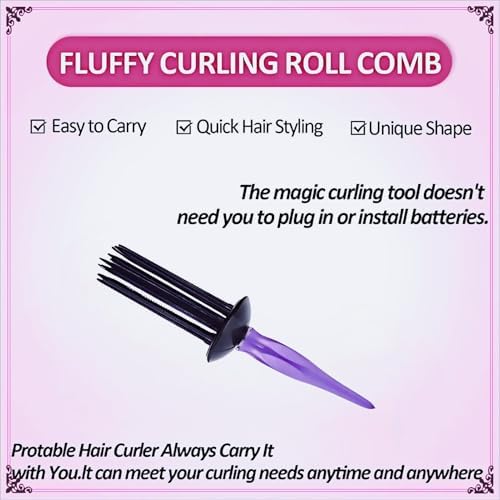 Curly Hair Brush with 17 Teeth, Curl Defining Brush, Curling Roll Comb, Perfect for Hair Salon and Home Use (Pink) - Image 3