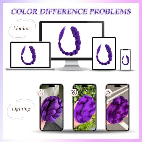 Getgal 24 Inch Purple Braiding Hair with Sturdy Claw Clip, Segmented Pre-Braided Synthetic Purple Hair Extensions for Girls, Halloween Party Cosplay & Daily Play for Kids(Pack of 1) - Image 7
