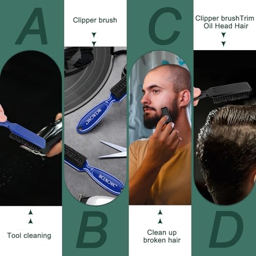 NICEMOVIC 10 Pcs Barber Clipper Cleaning Brush, Barber Accessories Supplies, Blade Trimmer Cleaning Mini Brush Bulk Set Duster Manicure Nylon Brush Hair Styling Tool (Black&Blue) - Image 3