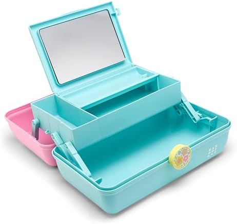 Caboodles On-The-Go Girl Makeup Box, Two-Tone Pink and Light Blue, Hard Plastic Makeup Organizer Box, Built-In Mirror, Secure Latch for Safe Travel, Spacious Storage for Large Items - Image 3
