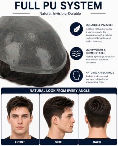 0.08mm Thin Skin Hair Piece for Men, #18 Ash Blonde - Image 2