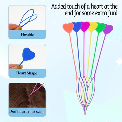 ElevateTech Quick Beader for Hair Braids Loading Beads, 12 Pcs Hair Beader Tool for Braiding Beads on Braids Automatic Beads Loader Colorful Topsy Tail Hair Braid Ponytail Hair Styling Maker - Image 3