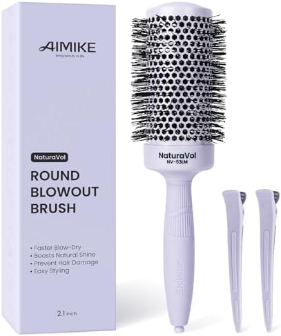 AIMIKE 2.1" Round Brush for Long Hair, Add Volume & Smooth Blowouts, Purple by AIMIKE