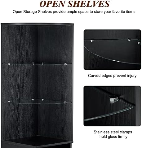 BarberPub Corner Storage Cabinet with Shelves, Beauty Storage 3200 (Black) - Image 4
