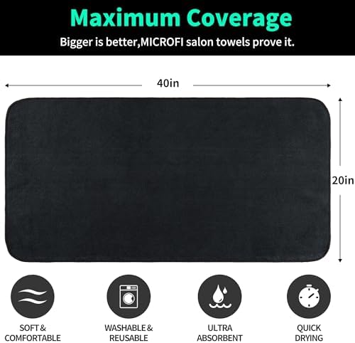 MICROFI New Microfiber Hair Drying Salon Towels, Quick Dry, Lint Free, 2 Pack 340 GSM (Black) - Image 3