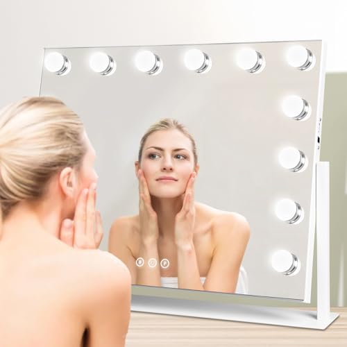 Large Vanity Mirror with Lights, Hollywood Lighted Makeup Mirror, 3 Color Temperatures,Stepless Dimming and 10X Magnifying Mirror, 360°Rotation - Image 4