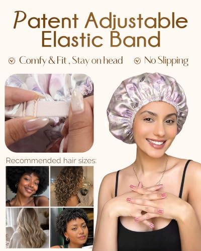 YANIBEST Adjustable Satin Bonnet with No Damage Hair Scrunchie - Image 3