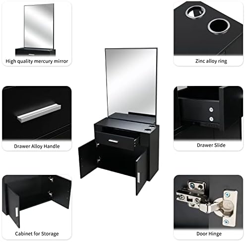 Winado Wall Mount Salon Station, Barber Salon Station with Mirror Cabinet - Image 5