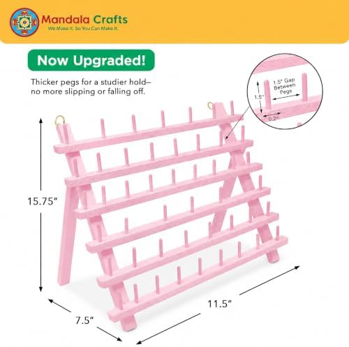 Mandala Crafts 60 Spool Pink Thread Rack Sewing Embroidery Thread Holders - Image 2