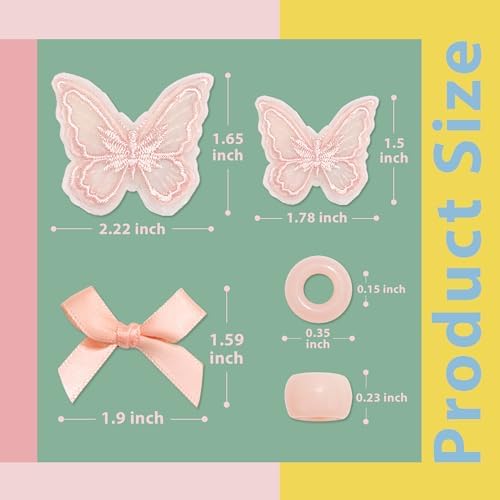 100PCS Hair Beads for Braids Peach Small Hair Bows Embroidery Butterfly Hair Clips Colorful Gradient Pony Beads Loc Jewelry for Women Girls - Image 4