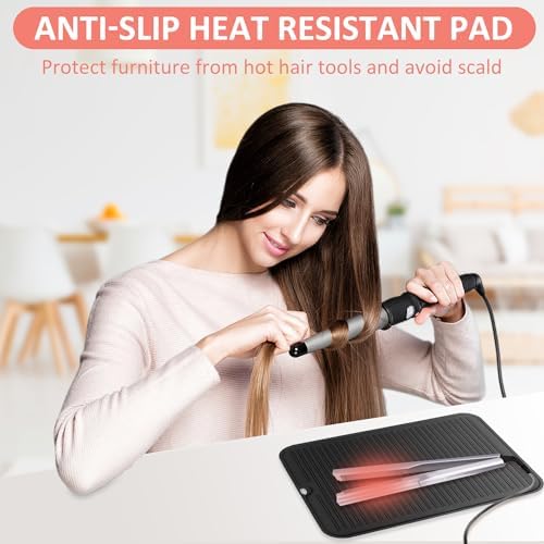 Large Heat Resistant Silicone Mat for Hair Tools: Curling Iron, Flat Iron, Hair Straightener - Portable Hair Styling Pad Cover - Image 2
