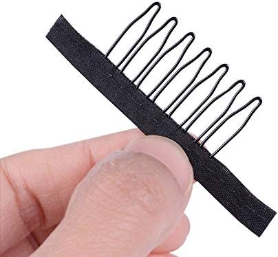 24 Pieces Steel Cloth Wig Combs and Clips Set - 7-Teeth Hair Accessories Tools for Making Wigs and Hairpieces (Black) - Image 4