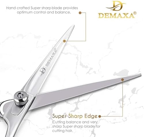 DEMAXA 6.5" Premium Hair Scissors Professionally Sharp Barber Shears - High Carbon Steel Hair Cutting Scissors with Smooth Sharp Edge Blades - Hair Trimming Shears for women Salon & Personal Use - Image 5