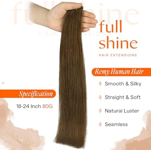 Full Shine Hand Tied Weft Hair Extensions Human Hair Sew In 18 Inch 80g - Image 2